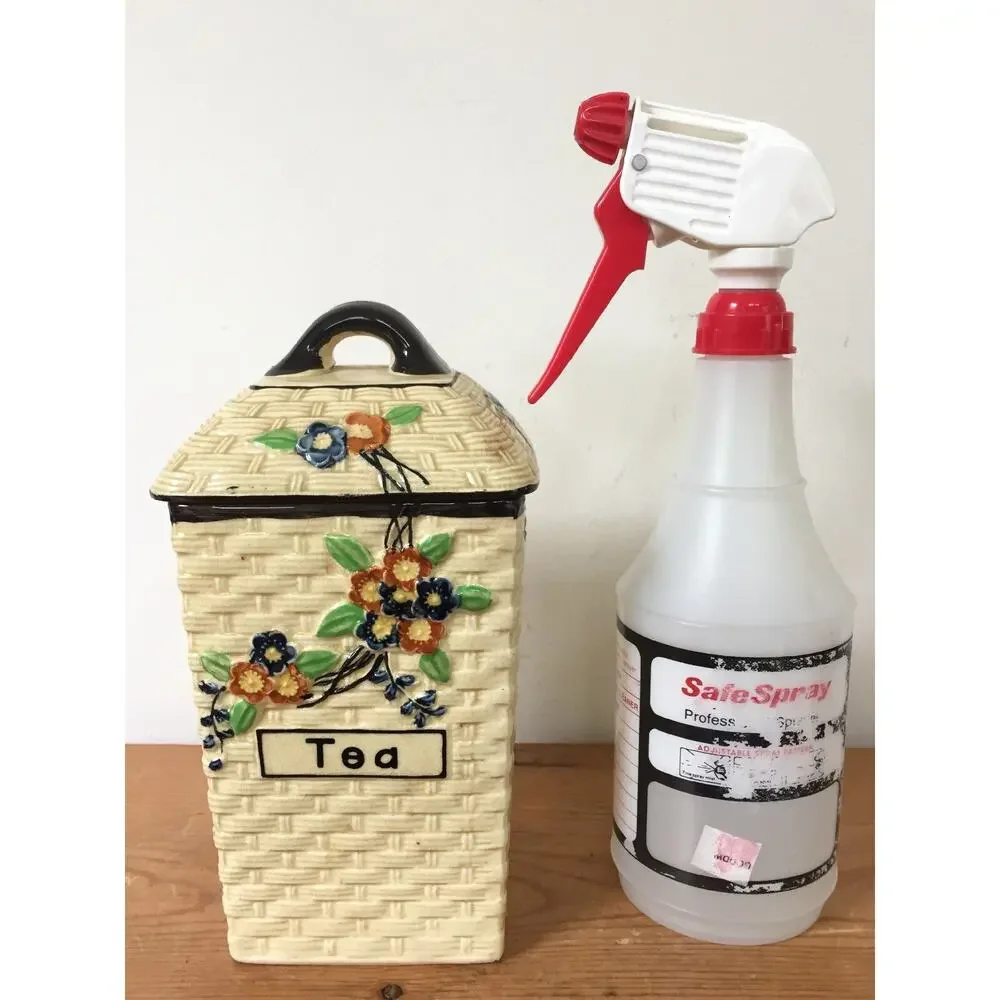 Vtg Hotta Yu Shoten Japan Japanese Basketweave Majolica Kitchen Canister Tea Jar